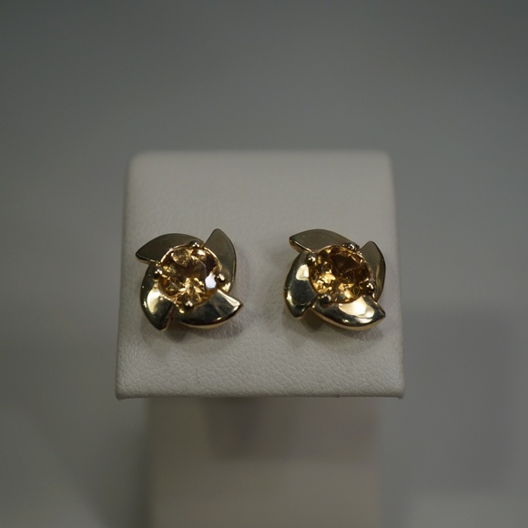 14KY Gold & Genuine Yellow Topaz Earrings